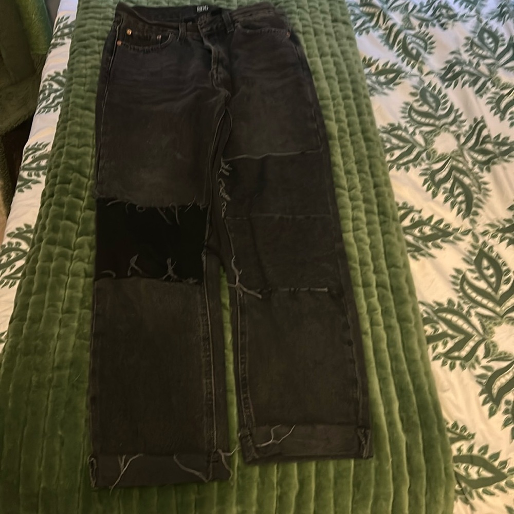 Gray/Black Slim straight jeans